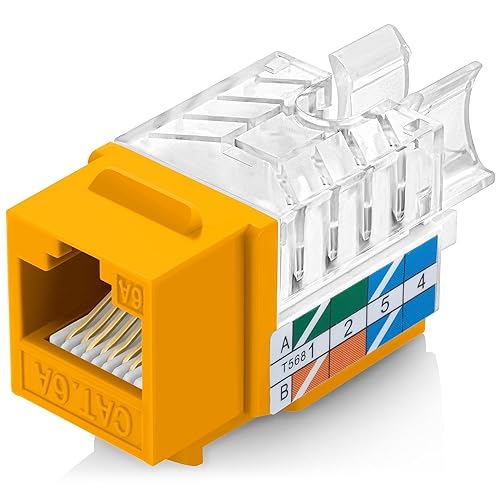 Miniatura 25 de Everest - Paquete de 50 conectores Keystone RJ45 Cat6 en ángulo de 45°, color negro, conectores RJ45 hembra de perfil delgado, conector Keystone Cat