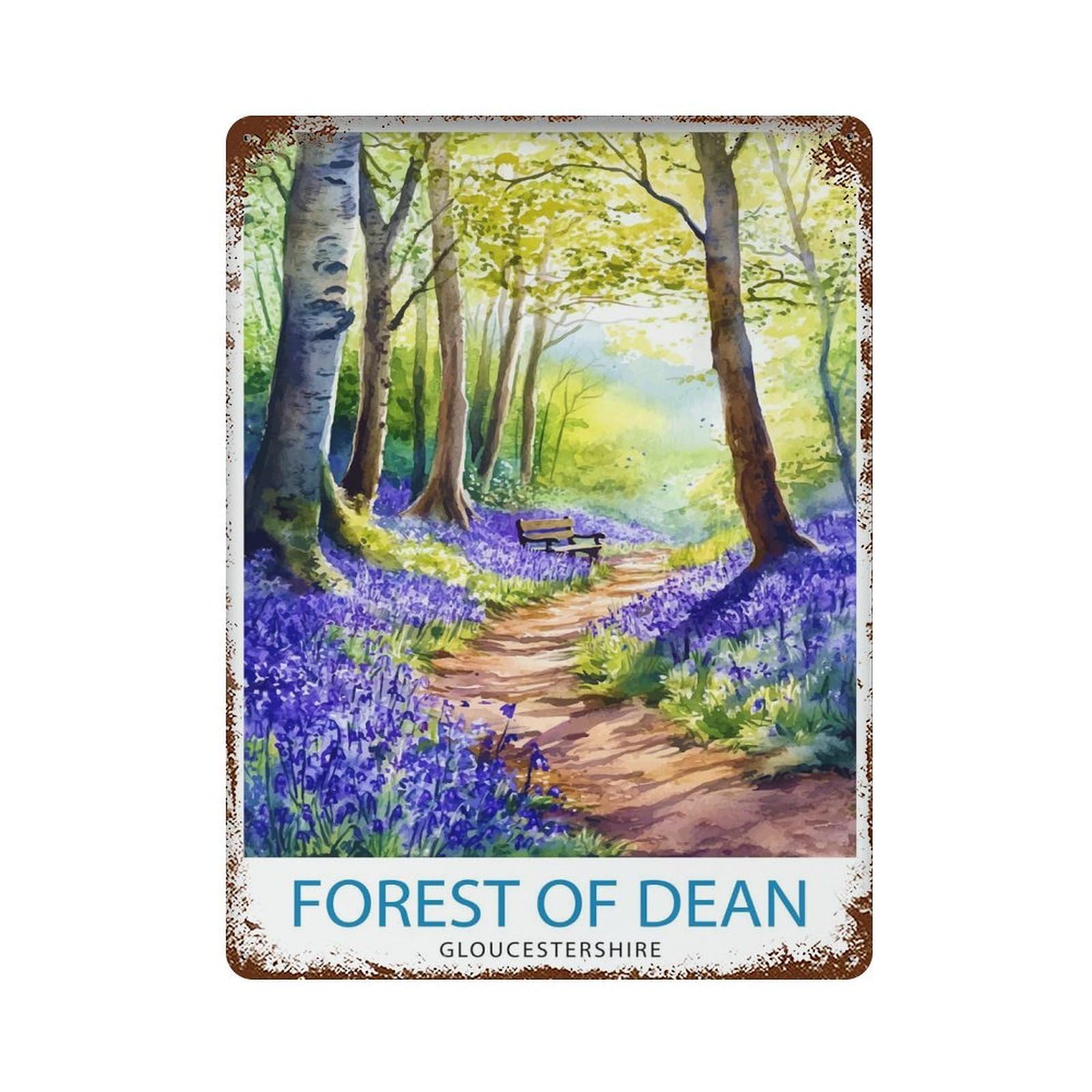 xiaoxiaoshen Forest of Dean Travel UK Scenic Woodland British Wall Decor Art Metal Tin Poster Modern Home Decor Art Home Bar Shop Decorations Vintage Sign 40x30cm