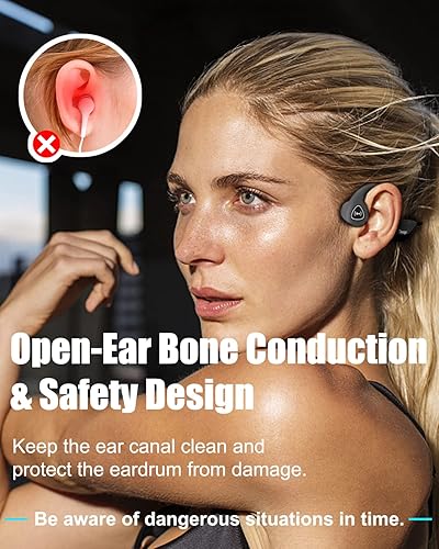 Miniatura 4 de Tayogo Auriculares de conducción ósea, auriculares inalámbricos Bluetooth de conducción ósea, auriculares abiertos con micrófono, para correr,