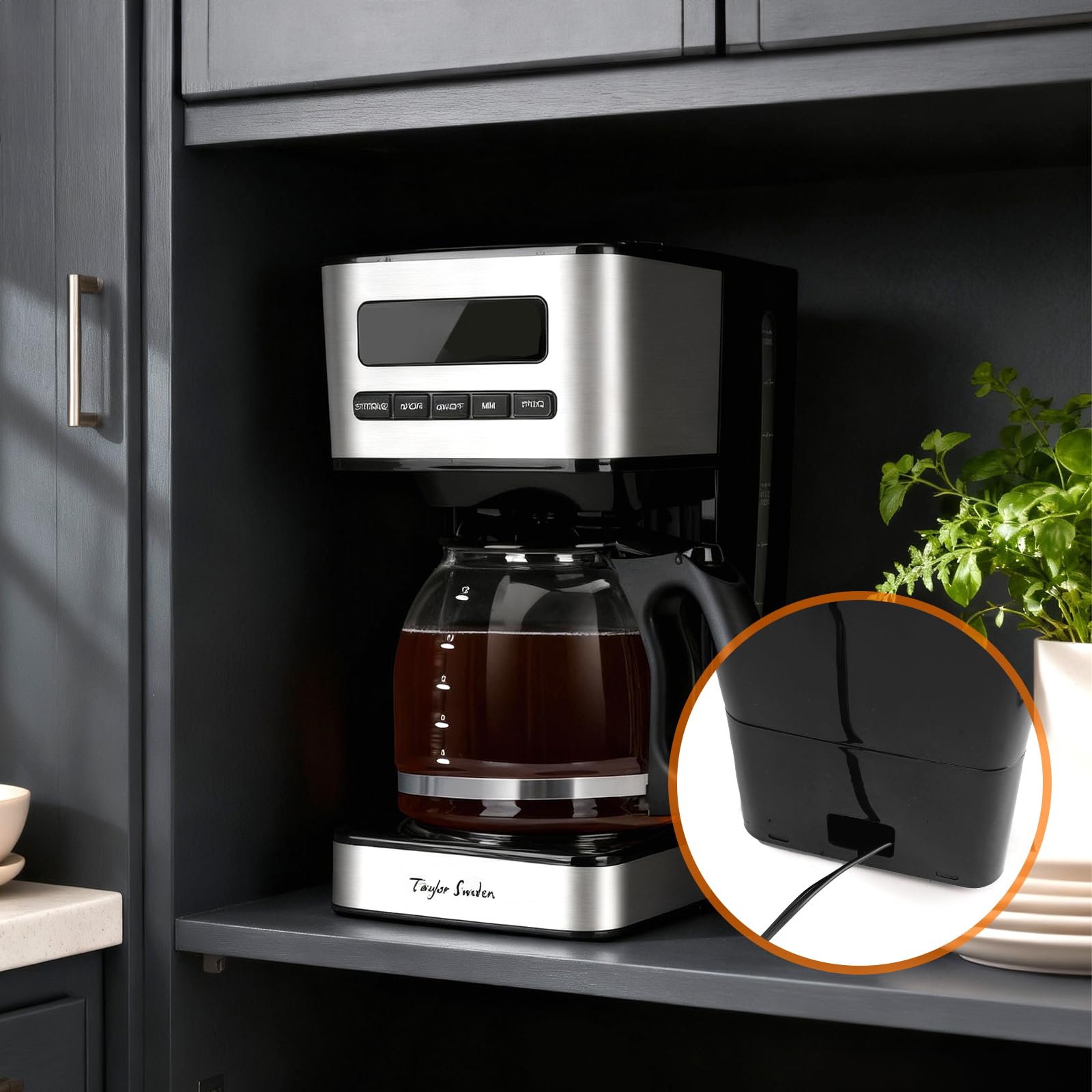 Taylor Swoden Kaffeemaschine 1,8L mit 24H Timer, Eiskaffee-Modus, 3-stufige Stärkeauswahl automatische Reinigung, Filterkaffeemaschine mit Glaskanne & Tropf-Stopp, Wiederverwendbarem Filter, Schwarz