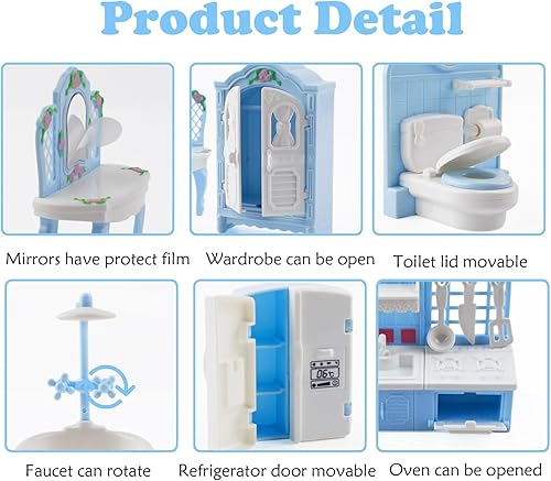 Miniatura 29 de Juego de 35 piezas de accesorios de muebles para casa de muñecas, muebles para casa de muñecas pequeña, muebles en miniatura, accesorios para casa