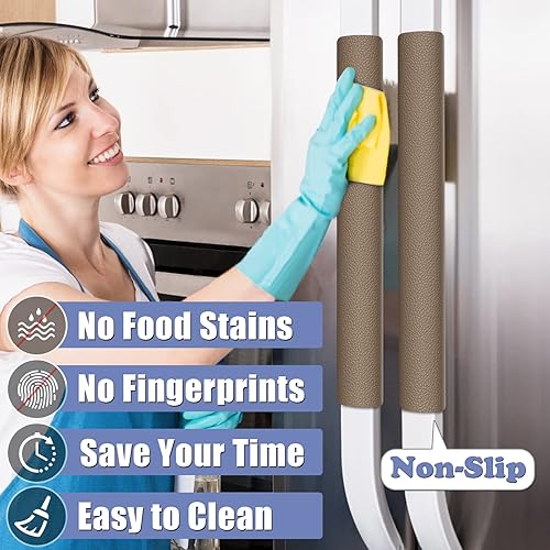 Vista 45 de Fundas para manijas de puerta de refrigerador, 5 unidades, fundas de cuero para manijas de electrodomésticos de cocina, mantienen tu refrigerador