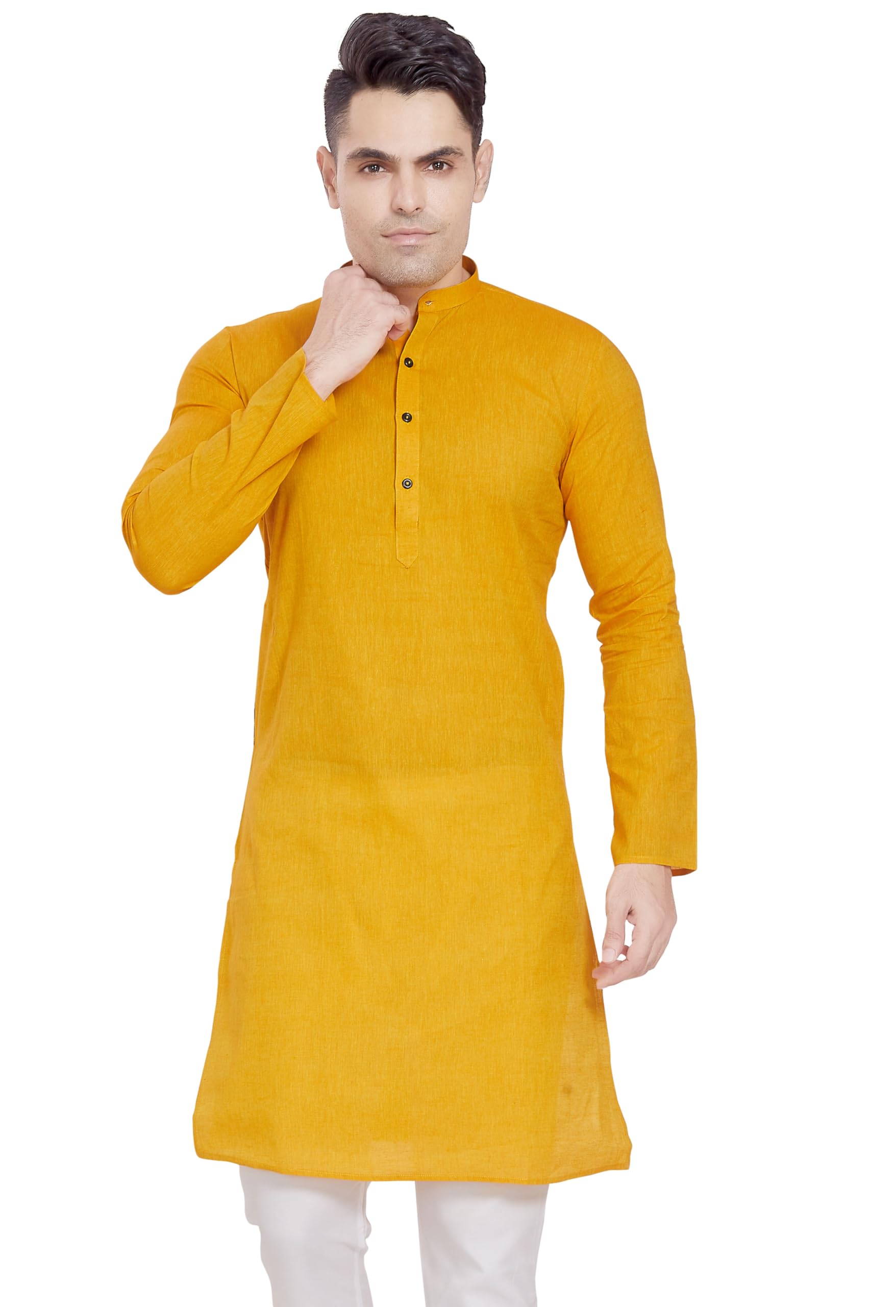 Divisive Men's Pure Cotton Only Regular Fit Long Kurta (Dkrt310_Xxl_Gold)