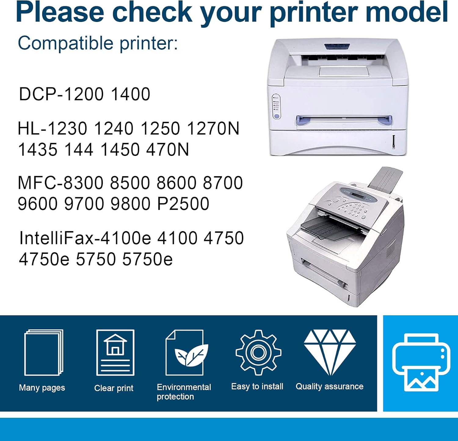 JUL 1-Pack Black DR-400 DR400 Drum Unit Compatible Replacement for Brother DCP-1200 1400 HL-1230 1240 1250 1270N 1435 MFC-8300 8500 8600 P2500 8700 9600 9700 9800 IntelliFax-4100e 4100 4750 Printer