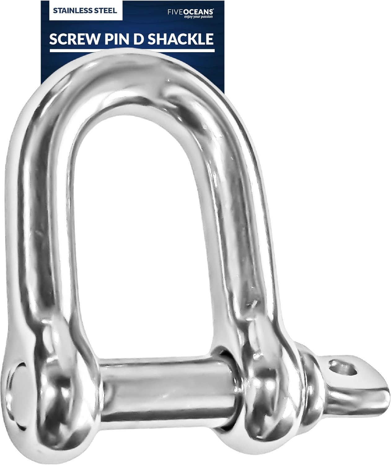 Five Oceans FO415 Stainless Steel Screw Pin D Shackle, 5/8 inches
