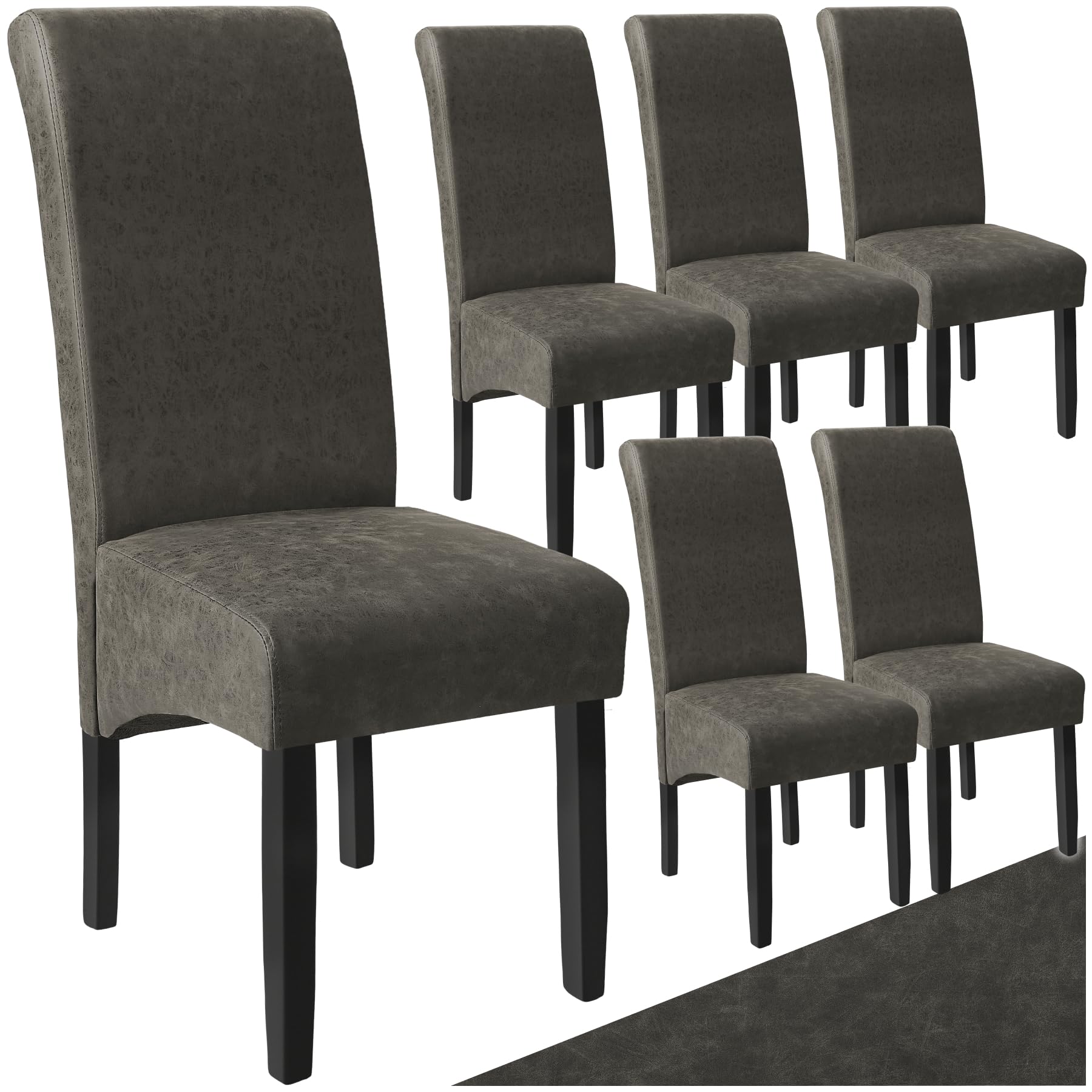 TecTake® Set 6 Sedie Sala da Pranzo Ergonomiche, Sedie Moderne Sala da Pranzo con Gambe in Legno Massiccio, Sedie Comode per Ideali per Soggiorno e Cucina, Design Elegante - Grigio Marmorizzato Grigio Marmorizzato 6 Sedie