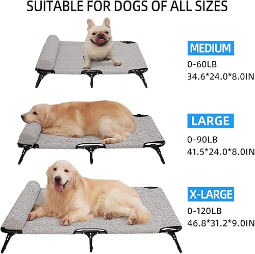 Miniatura 6 de ABE Cama elevada para perro, elevada, de tamaño grande, refrescante para uso en exteriores