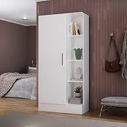 Armário Multiuso 1 Porta 7 Prateleiras Espresso Móveis Branco