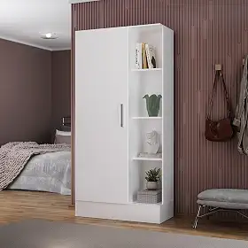 Armário Multiuso 1 Porta 7 Prateleiras Espresso Móveis Branco