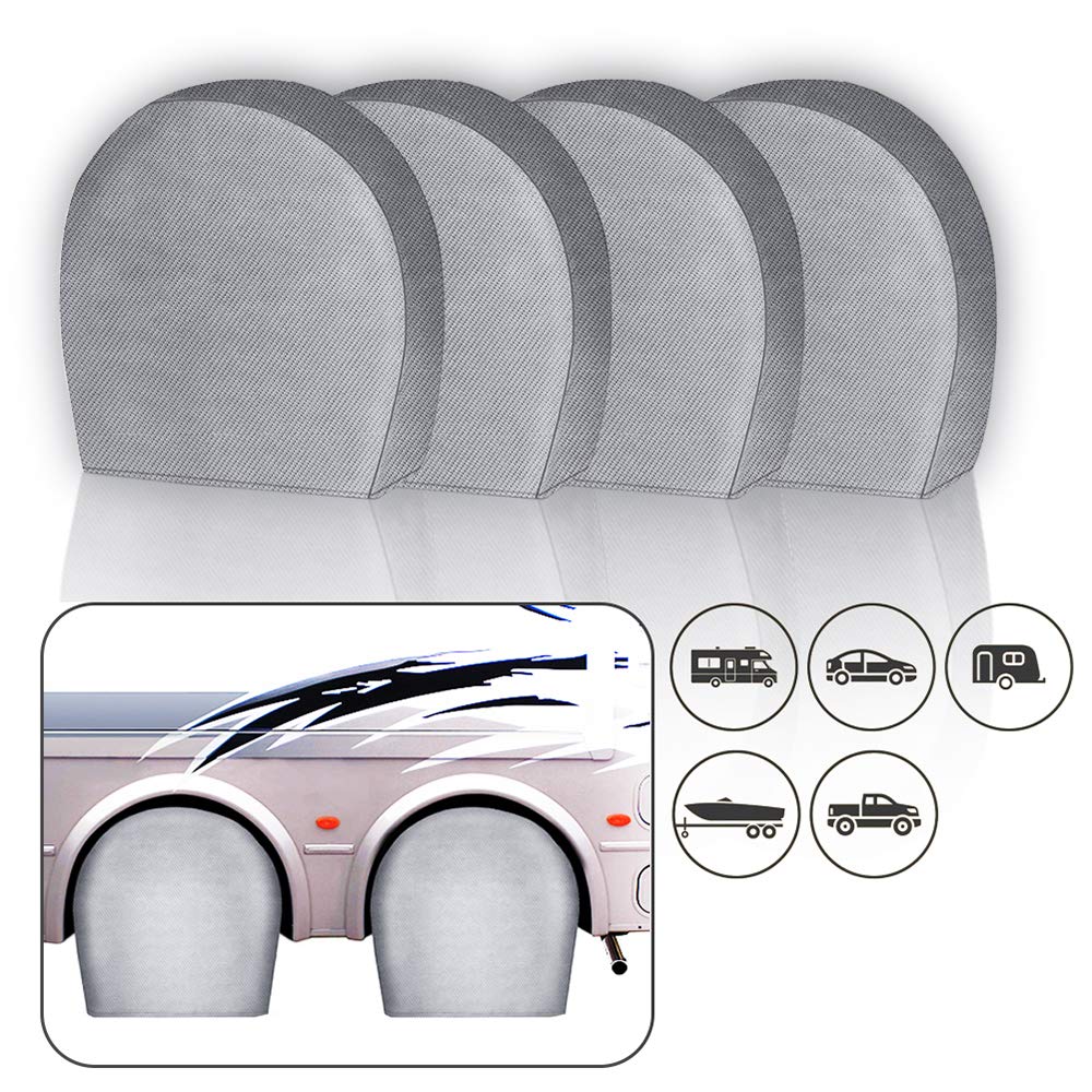 Tire Covers for RV Wheel Set of 4 Extra Thick 5-ply Motorhome Wheel Covers, Waterproof UV Coating Ti