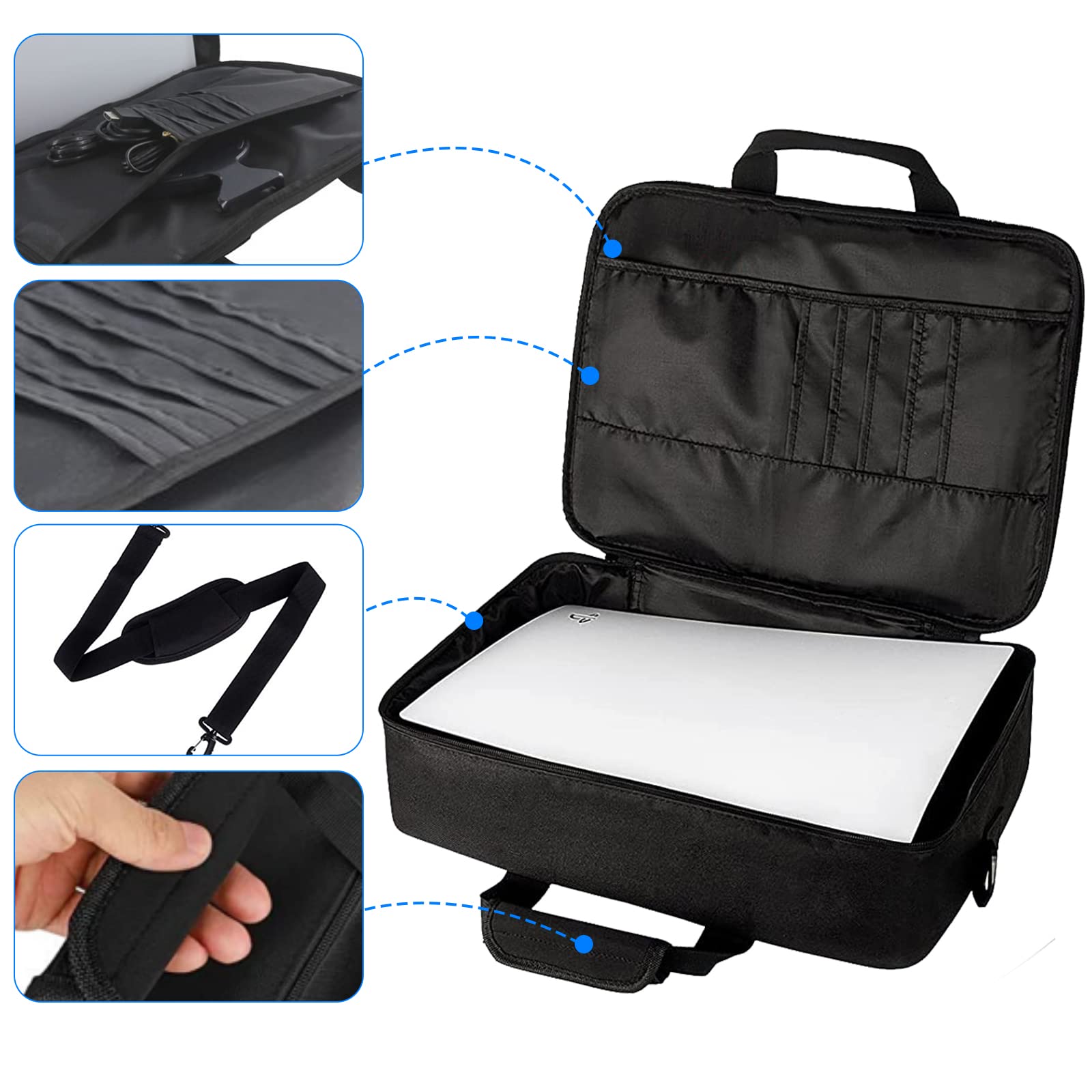 Sac pour PS5,Sacoche pour PS5 Console et Manette,Sac de Voyage Étui pour PS5 Antichoc Sac Transport pour PS5 Console Disc Digital Edition/Carte de Jeu/Casque Jeu/Base de Console/Accessoires