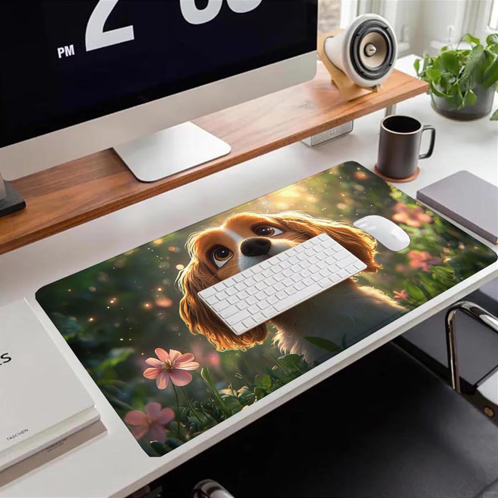 Gamingowa podkładka pod mysz 1200 x 600 x 3 mm, XXL, wodoszczelna, odporna na ścieranie, z przyszytymi krawędziami, podkładka na biurko, poprawia prędkość i precyzję do laptopa, komputera, wzór psa xn