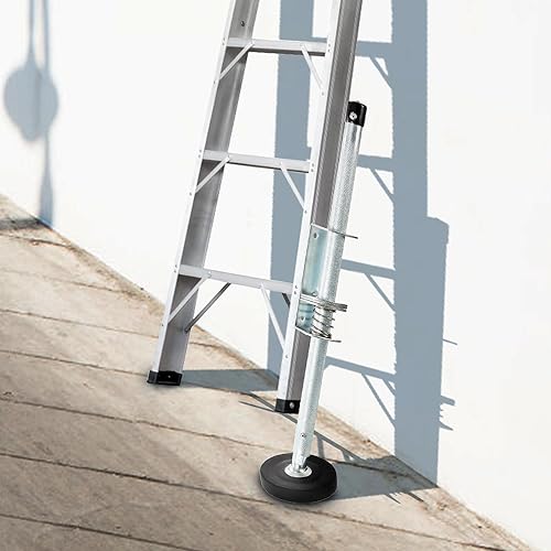 Miniatura 6 de BEAMNOVA 2Pcs/Set 20" Adjustable Ladder Leveler, Retractable Threaded Anti-Slip Base Ladder Steel Fittings Support Feet Balance Feet