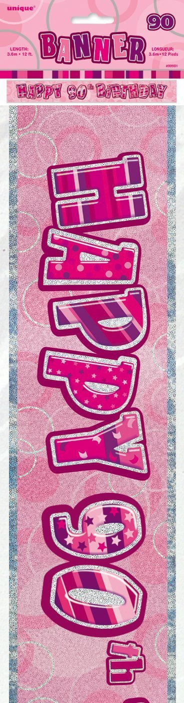 Unique Party 92068 - 9ft Foil Glitz Pink Happy 80th Birthday Banner — view 76