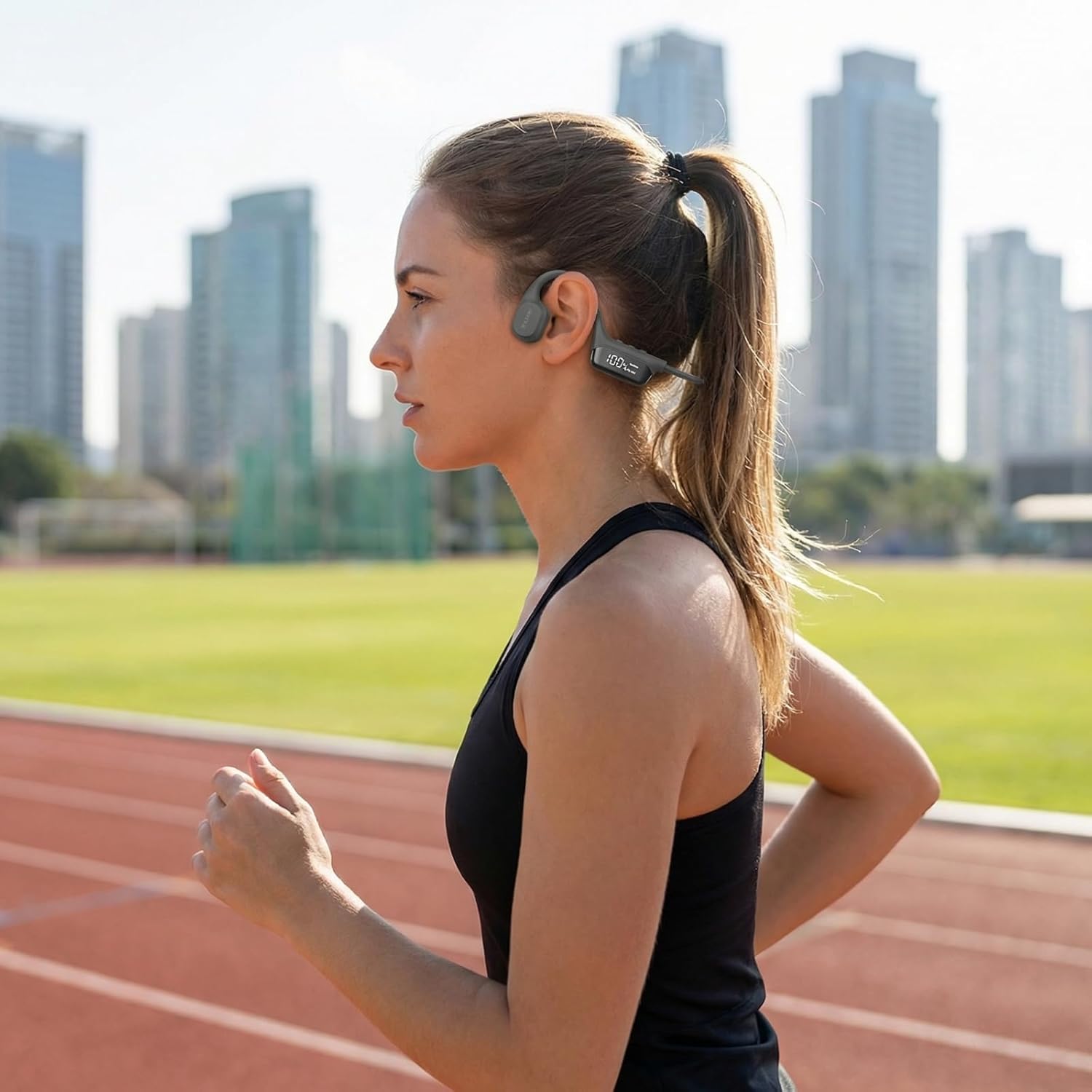 Luvant Bone Conduction Headphones - 360° 3D Audio, 12H Battery Life & IPX8 Waterproof for Running, Swimming (B)