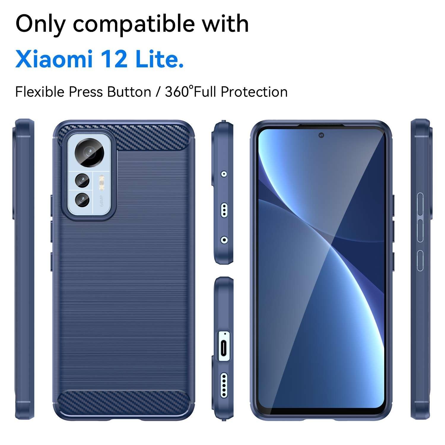 Custodia e cover per Xiaomi 12 Lite,Fibra di carbonio raffinata,Anti-caduta, Anti-impronta digitale,protezione completa.Custodia compatibile con Xiaomi 12 Lite