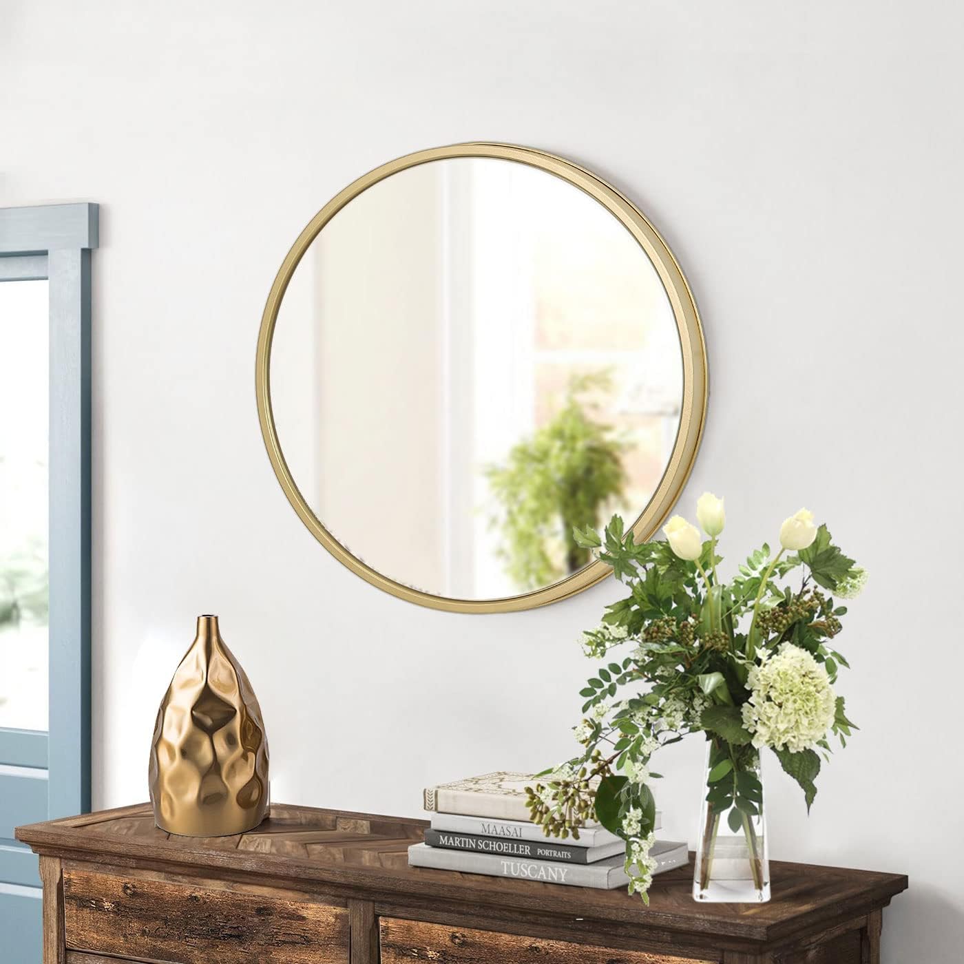 RiteSune Round Gold Wall Mirror 18" for Vanity Bathroom