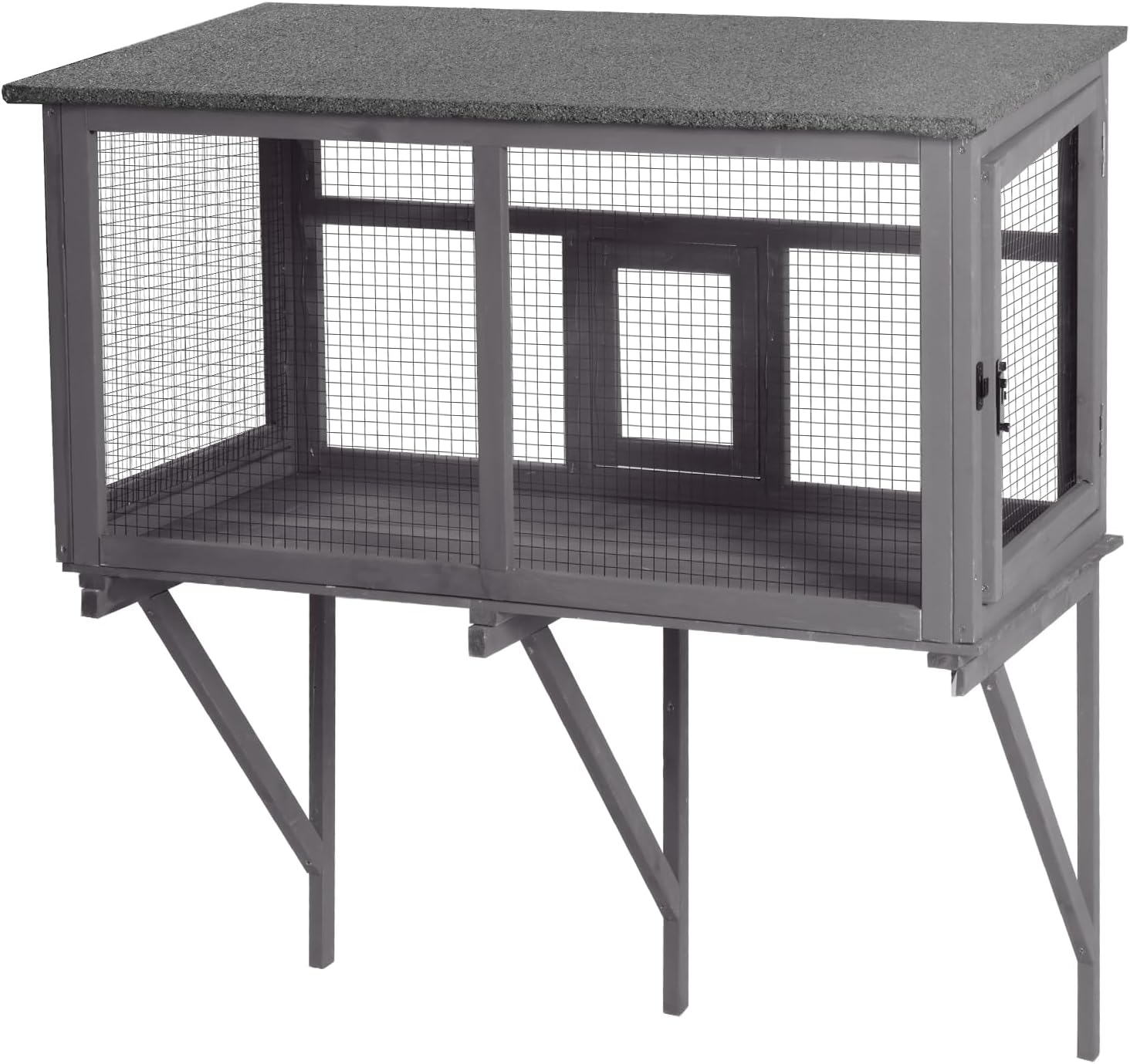 Aivituvin Catio Outdoor Cat Enclosure, Cat Window Box for 1-2 Cats with Weatherproof Asphalt Roof & Lockable Door, Expendable Secure Window Perch House for Large Outdoor Cats