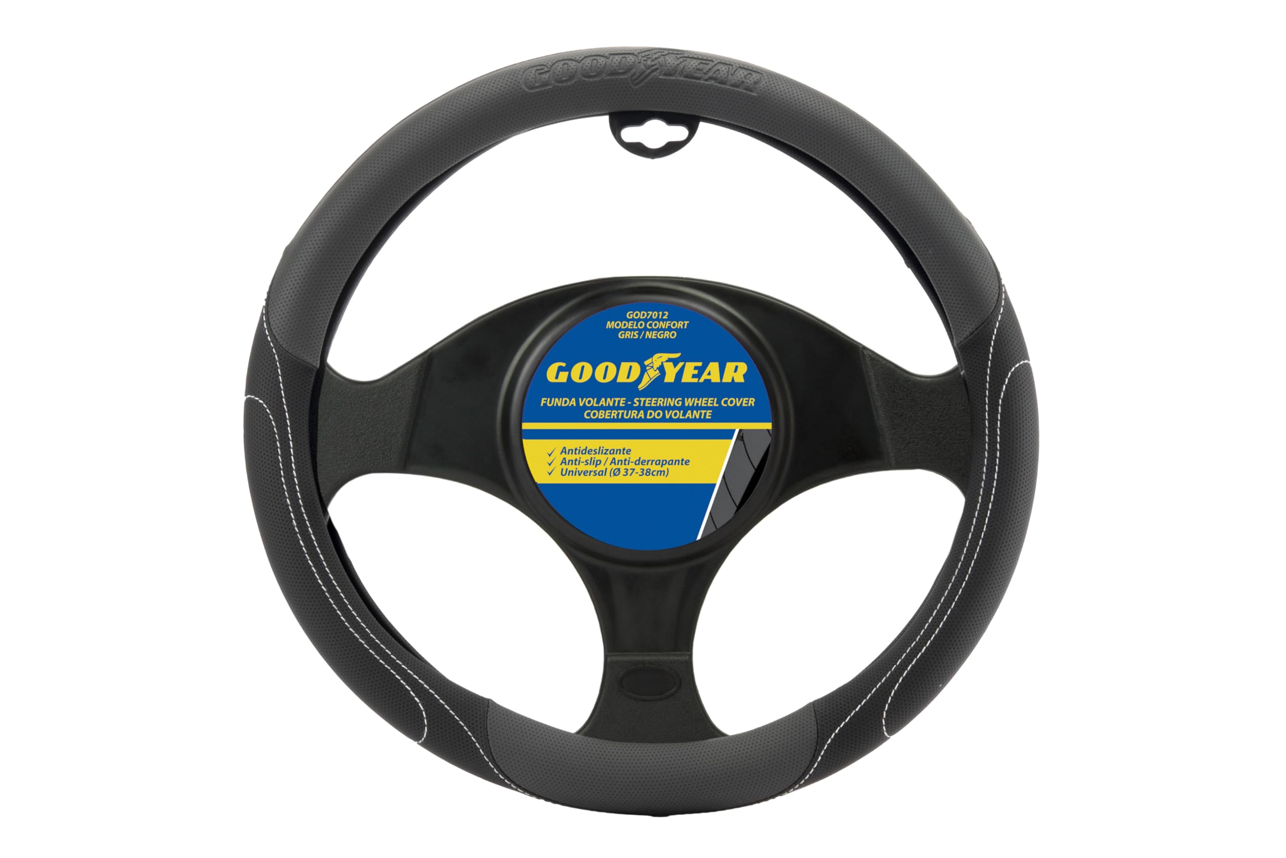 Goodyear GOD7012 Comfort Steering Wheel Cover, Black/Grey