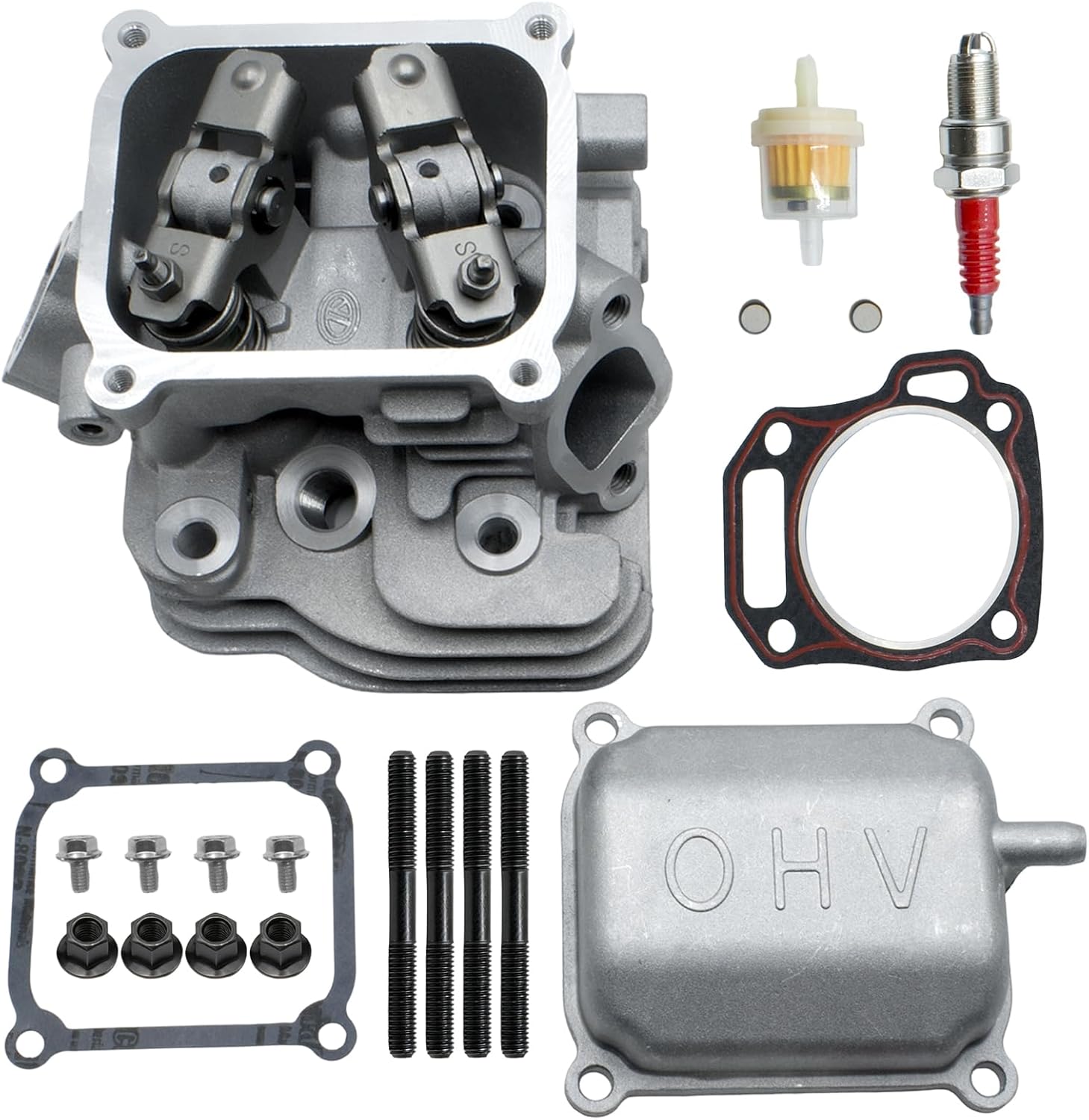 Assembled Cylinder Head Kit for Predator 212cc 6.5HP Hemi Engines with Valves Rockers and High Performance Cylinder Head Studs Kit