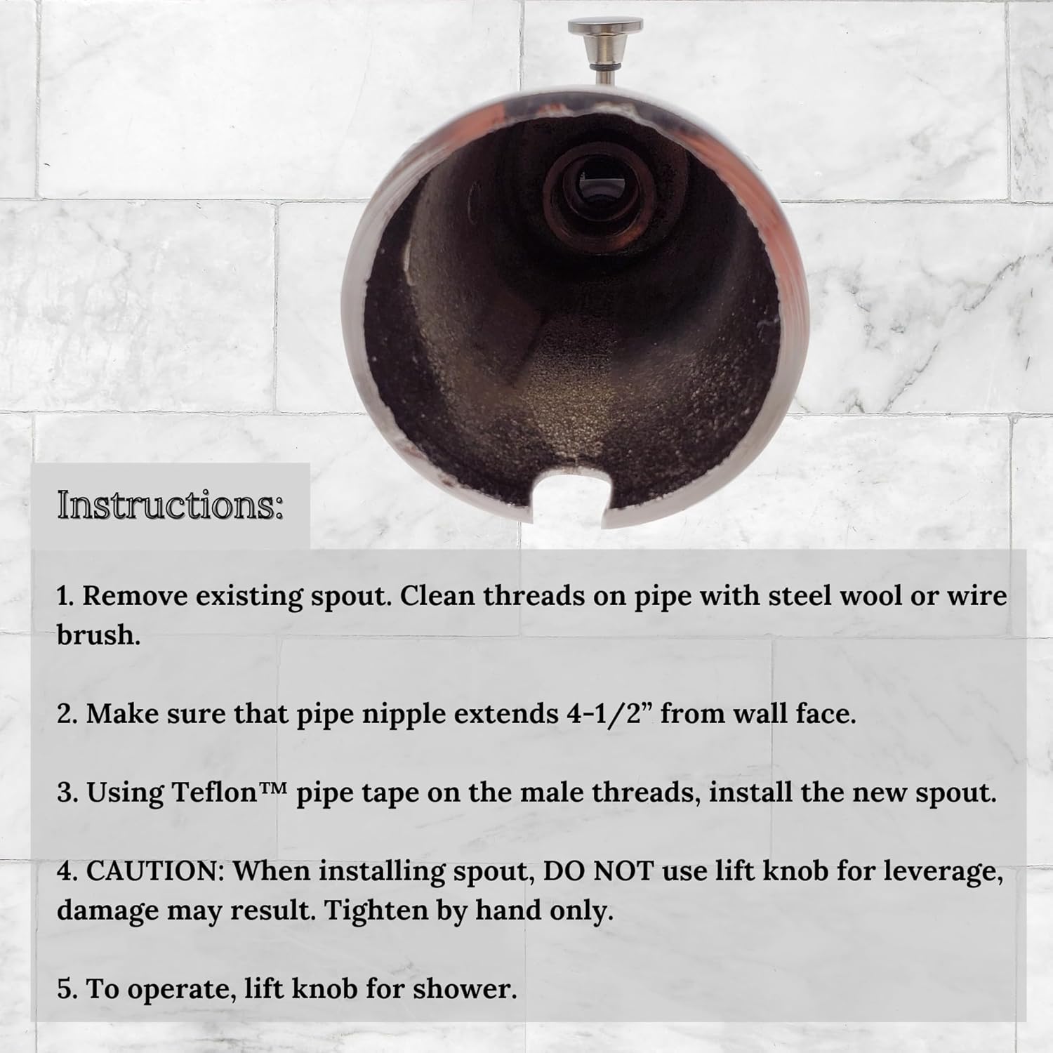 Westbrass R311-07 5-1/2" Reach Brass Wall Mount Tub Spout with Nose Diverter, Polished Nickel