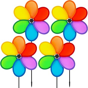 4PCS 9.4inch Colorful Wind Spinners, Whirligigs Wind Spinner, Garden Windmill Spinner, DIY Pinwheel Craft Lawn Courtyard Yard and Outdoor Decoration