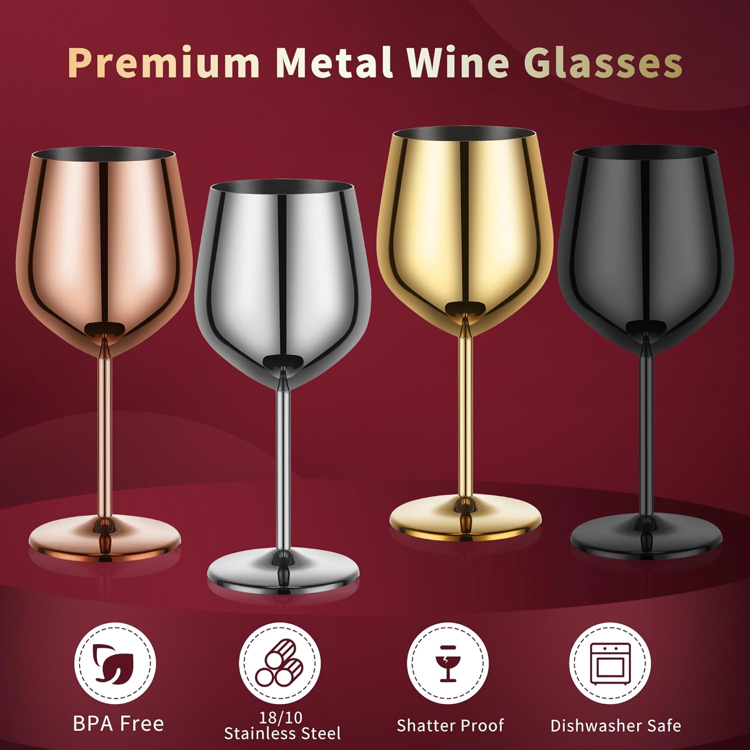 Wine Opener Electric Rechargeable, Automatic Corkscrew Kit, Including Stainless Steel Rose Gold Wine Goblet of 2, Metal Wine Glass, Ideal Gift for Wedding, Wine Lover, Birthday, Girl, Men