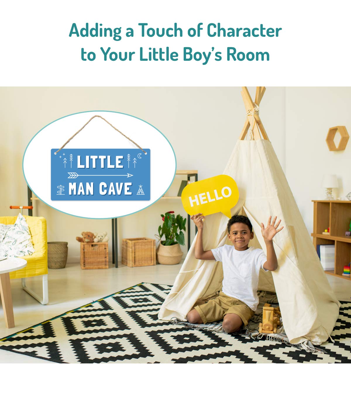 Little Man Cave, Toddler Boy Room Decor, 12″x6″ PVC Plastic Decoration Hanging Sign, High Precision Printing, Water proof, Kids Room Signs For Door, Boy Decor For Bedroom, Boys Only Sign For Room Boys : Baby