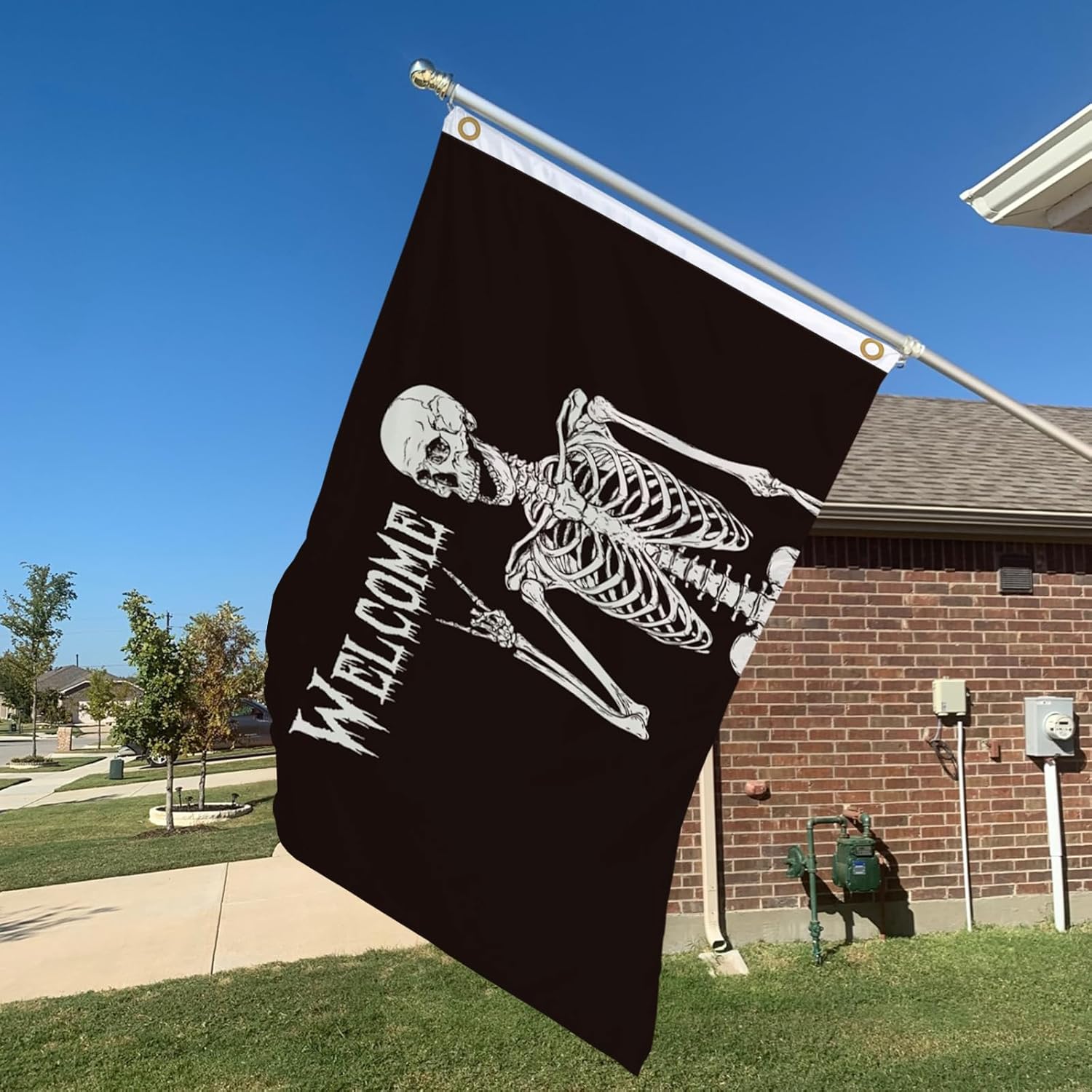 Halloween Flag 3x5 Outdoor, Double Sided Halloween Flags For Outside Flagpole, 3 Ply 3x5 Ft Scary Welcome Flag, Creepy Hallpween Banner Garden Flag With Uv Fade Proof