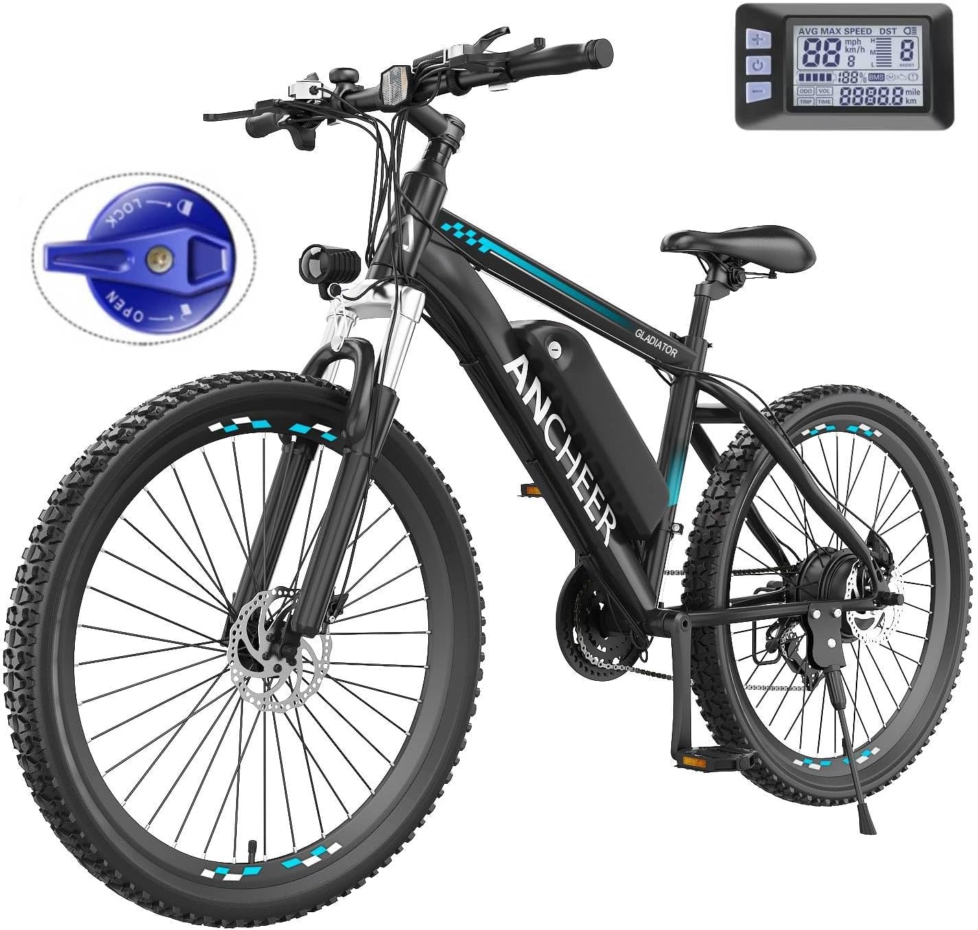 ANCHEER Electric Bike for Adults, Peak 750W Ebike, 3H Fast Charge, 50 Miles, 22MPH Electric Bicycle, 48V 499Wh Battery, 26" Gladiator Electric Mountain Bike, 21Speed, UL2849 Compliant
