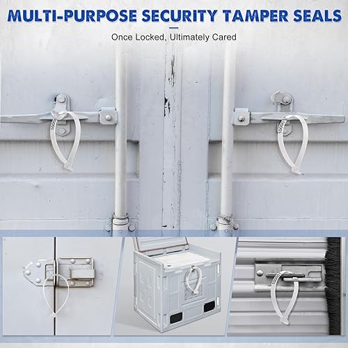 Vista 35 de Roowest 1000 sellos de plástico para puerta de remolque de camión, etiquetas de seguridad a prueba de manipulaciones, cerraduras desechables de Azul