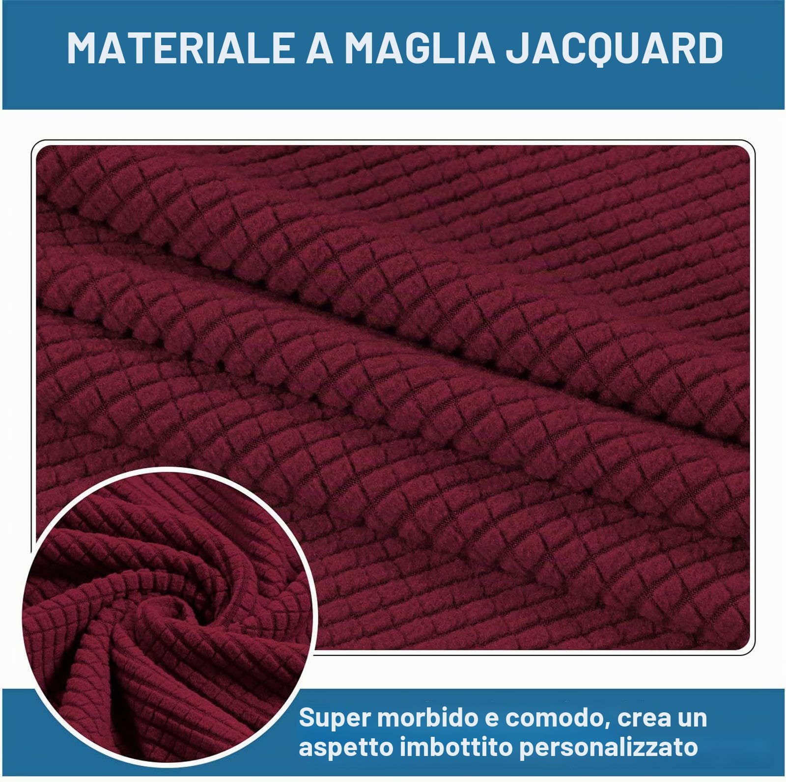 qiden Fodera per Poggiapiedi Quadrata Fodera per Ottomana Elasticizzata,10% Più Spessa Jacquard Fodera per Pouf Elastico Grande Fodere per Piedi con Fondo Elastico,Lavabile in Lavatrice-vino rossoM