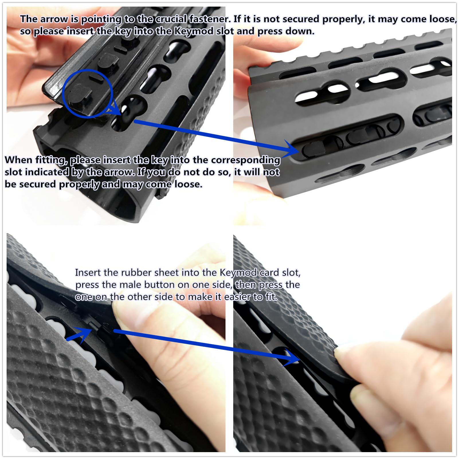 4 Pcs Rubber Non-Slip Dustproof Rail Cover Plate, for Keymod Handguard Panel Kit - 2