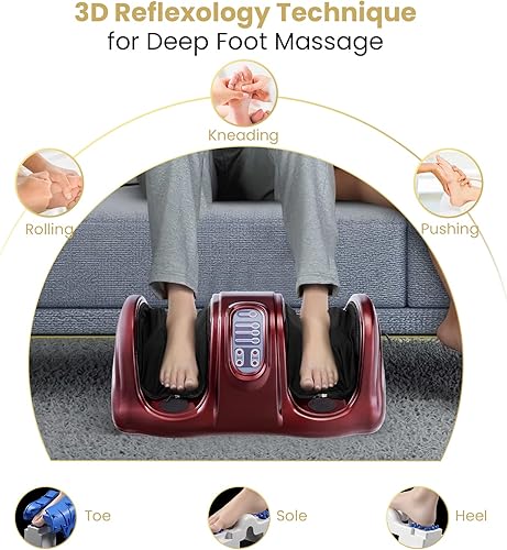 Miniatura 3 de WELLHUT Máquina masajeadora de pies Shiatsu, masajeador de pies y pantorrillas para tobillo, brazo de pantorrilla, rodillo de amasado Shiatsu,