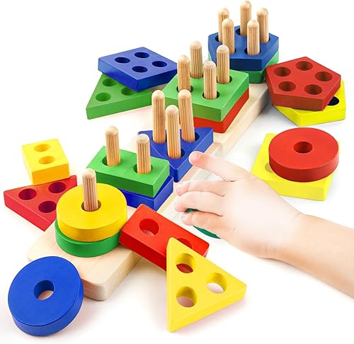 Juguetes Montessori para Niñas y Niños de 1, 2, 3 Años, Juguetes Sensoriales de Madera para Regalos de Cumpleaños de 1-3 Años, Rompecabezas