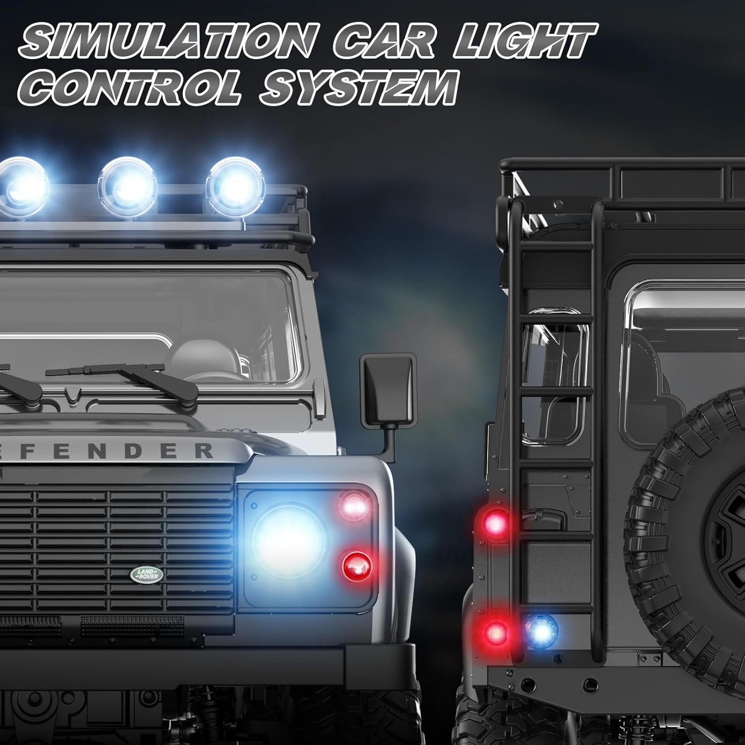 DOUBLE E Land Rover Defender 90 RC Crawler 1/14 Scale Remote Control Truck with LED Headlight All Terrain 280 Motor 2.4GHz RC Cars Gifts for Adults 14+