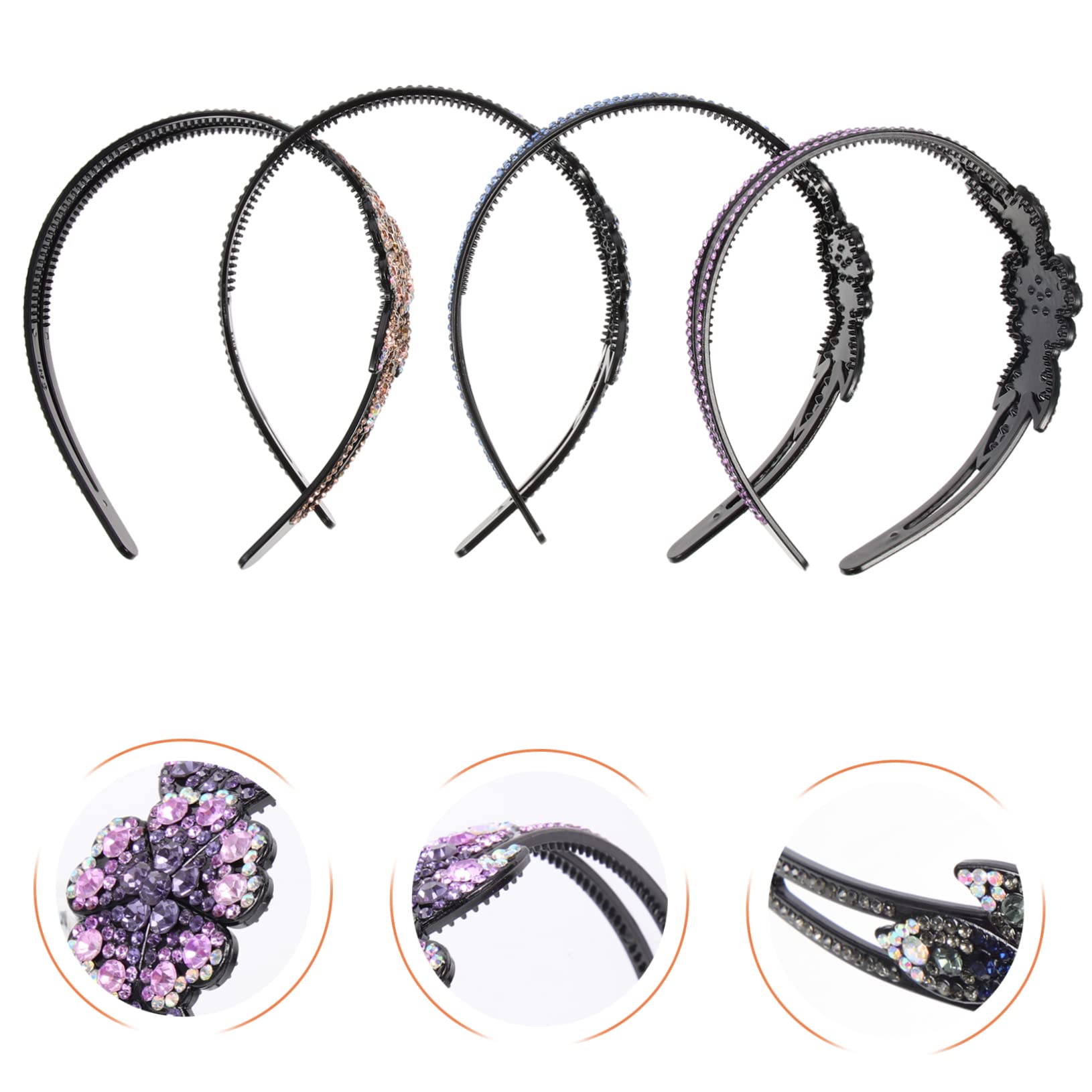 minkissy 12piezas Diadema De Flores Con Piedras Brillantes Antideslizante Para Mujeres Accesorio De Cabello Para Fiestas y Eventos Especiales