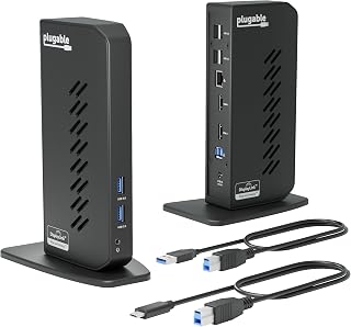 Plugable UD-3900Z Dual HDMI USB 3.0/USB-C Laptop Docking Station - 2x 1080p Monitors, Gigabit Ethernet for Mac, Windows, ChromeOS