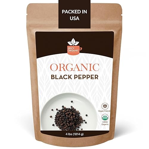 Miniatura 8 de SPICY ORGANIC Granos de pimienta negros enteros  Certificado USDA Orgánico  Mejora tus aventuras culinarias con pimientos orgánicos  Ideal para