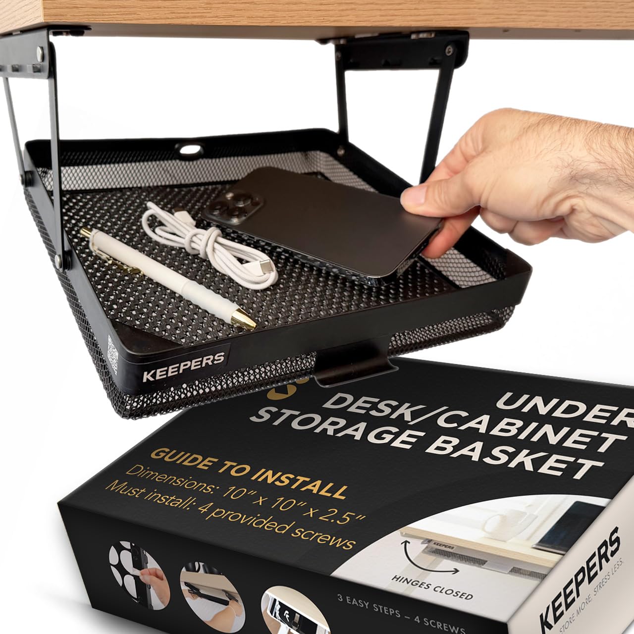 Under Desk Drawer Slide Out – Metal Under Desk Storage Drawer for Office, Home, RV – Slim Under Table Drawer Attachment with Easy DIY Mount, Space Saving Organiser - 11 x 10 x 2.5 in - Black