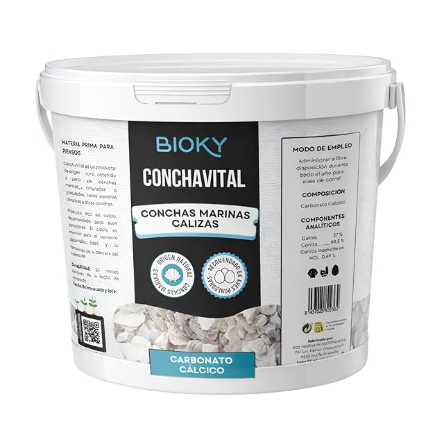 Bioky ConchaVital 3kg - Calcio para Gallinas Ponedoras y Otras Aves