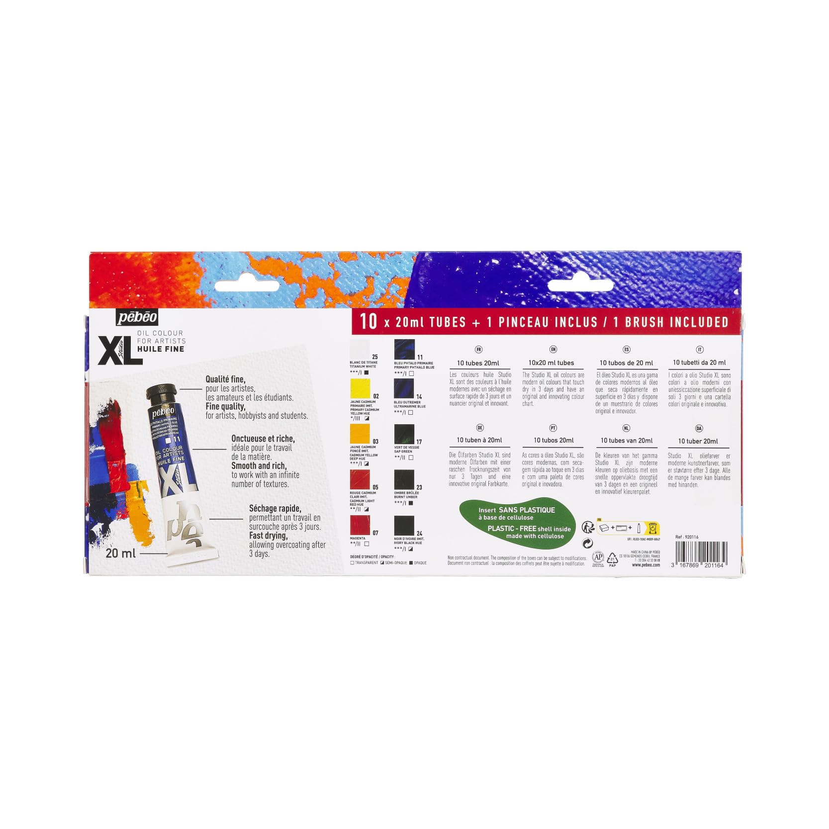 PEBEO Pébéo Fine XL Oil-Set di Pittura a Olio, Colori complementari, 10 x 20 ml