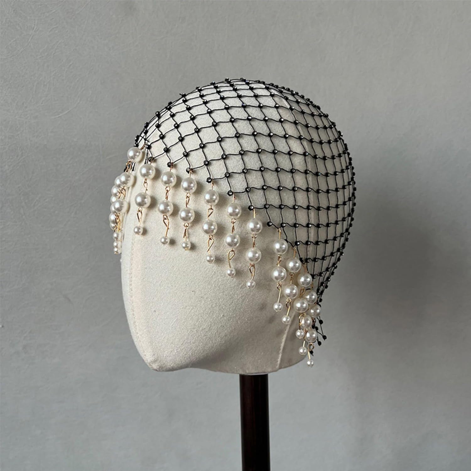 Soft And Secure Pearls Tassels Hair Hat Exquisite Pearls Tassels Headwear Handmade Hollow Out Designs For Ladies Fashion