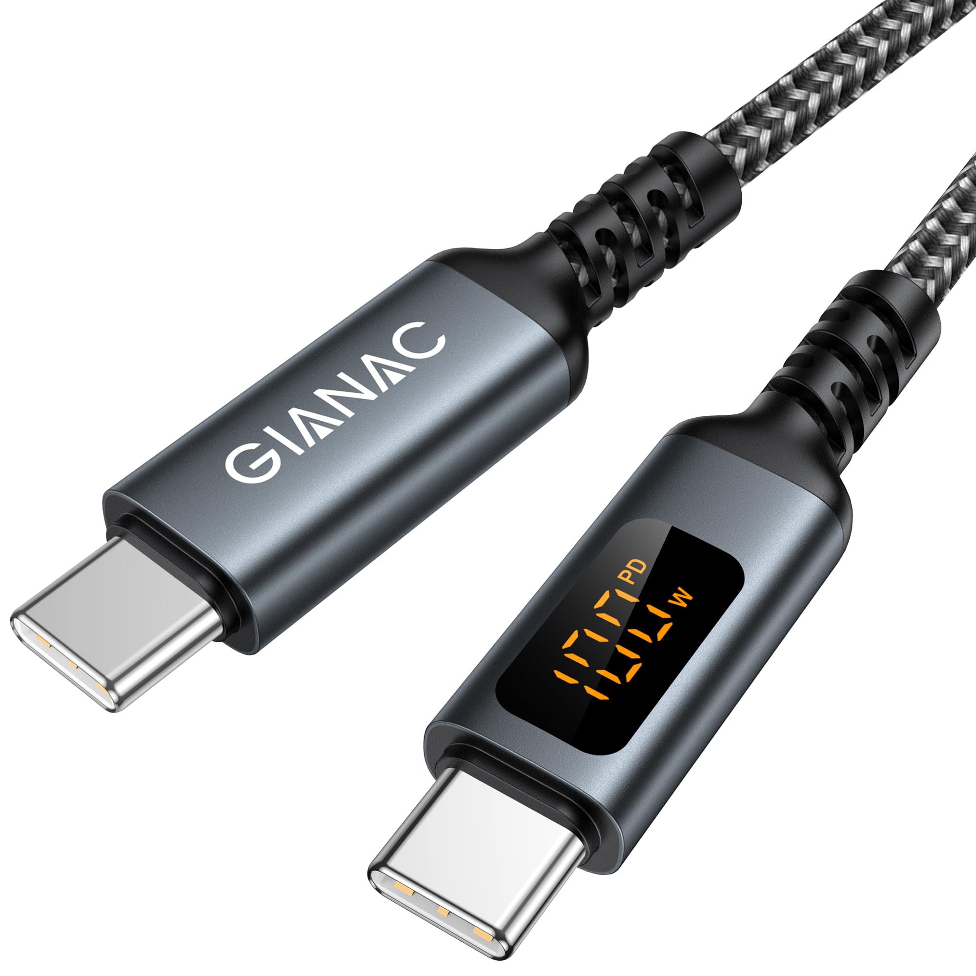 GIANAC 100W Cavo USB C USB C con Display a LED,Cavo USB Type-C Ricarica Rapida PD 20V/5A USB C con E-Mark Chip per iPhone 15/15 Pro,Macbook Pro/Air/iPad Pro;Galaxy;Tablet Google-1Metri