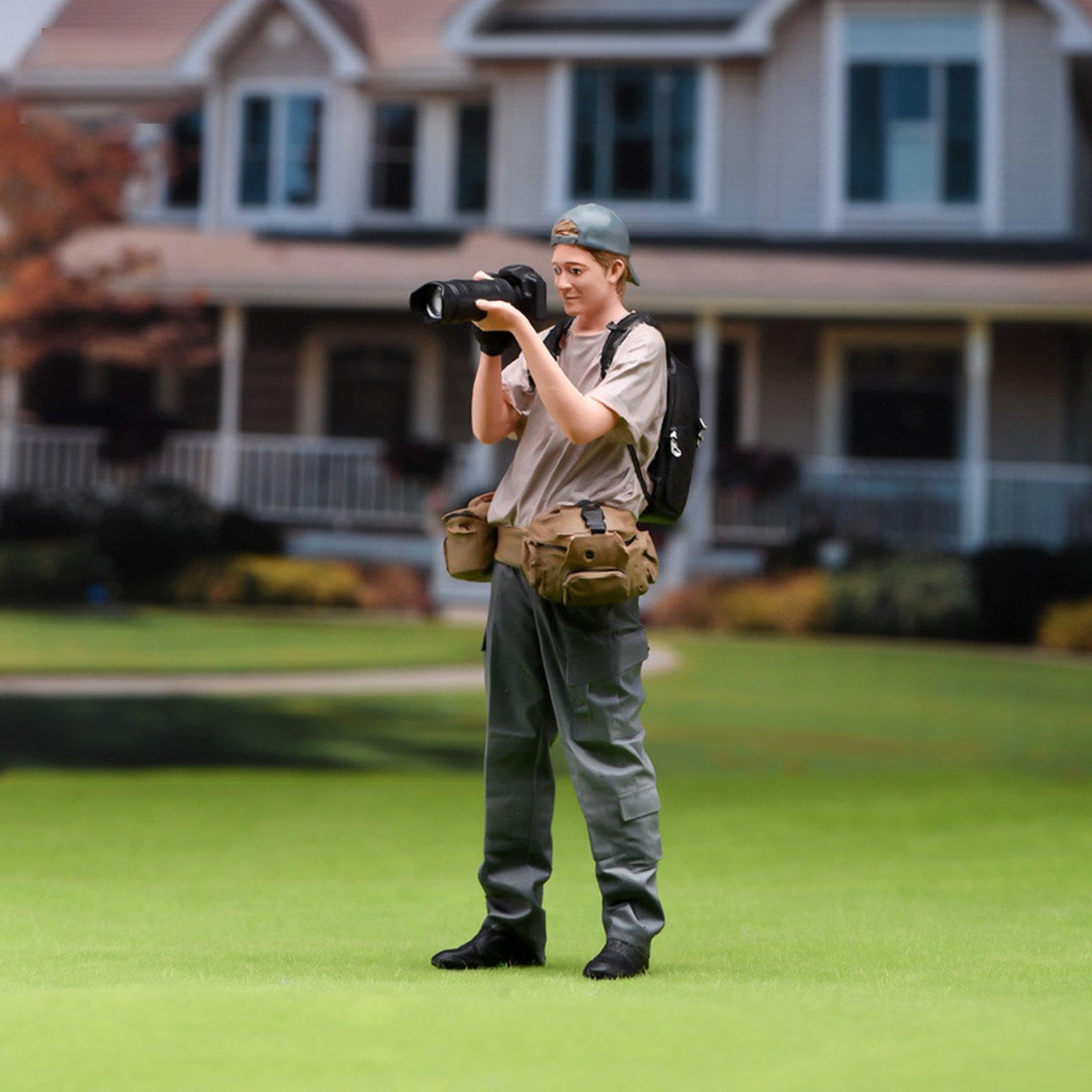 Colcolo Modellino di Fotografo Maschio in 1:24, in Miniatura con Macchina Fotografica, Personaggio per Giochi di Ruolo, Giocattolo per Diorami