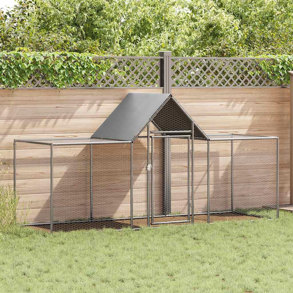 Gallinero de 3 x 1 x 1,5 m de acero galvanizado con techo impermeable, espacioso cercado para aves de corral, resistente a la intemperie con puerta con cerradura, adecuado para pollos, patos