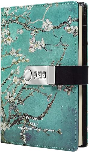 Miniatura 7 de ARRLSDB Diario de bloqueo de contraseña, diario A5 de piel sintética con cerradura de combinación, diario de bloqueo de contraseña, diario para