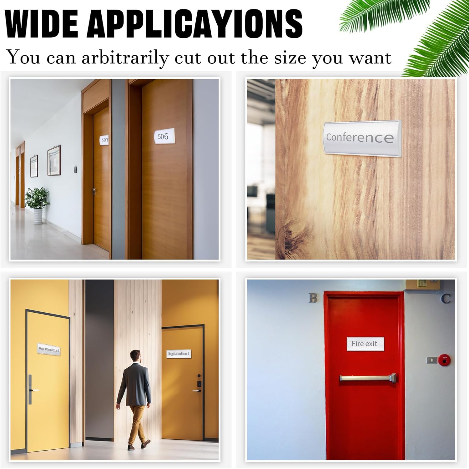 Therwen 12 Pcs Aluminum Office Name Plate Holder for Door Wall Mount 8'' x 3'' Business Sign Holder Office Door Sign Sturdy Curved with Plastic Film and Adhesive Tape (Silver) - Image 6