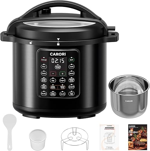 Miniatura 10 de Olla a presión eléctrica 12 en 1 de 8 cuartos, multicooker de 1200W con olla de cerámica antiadherente, cocción lenta, olla arrocera, salteado,