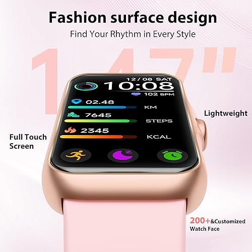 Miniatura 2 de Rastreador de actividad física con frecuencia cardíaca continua 247, monitor de oxígeno en sangre, reloj inteligente con monitor de sueño,